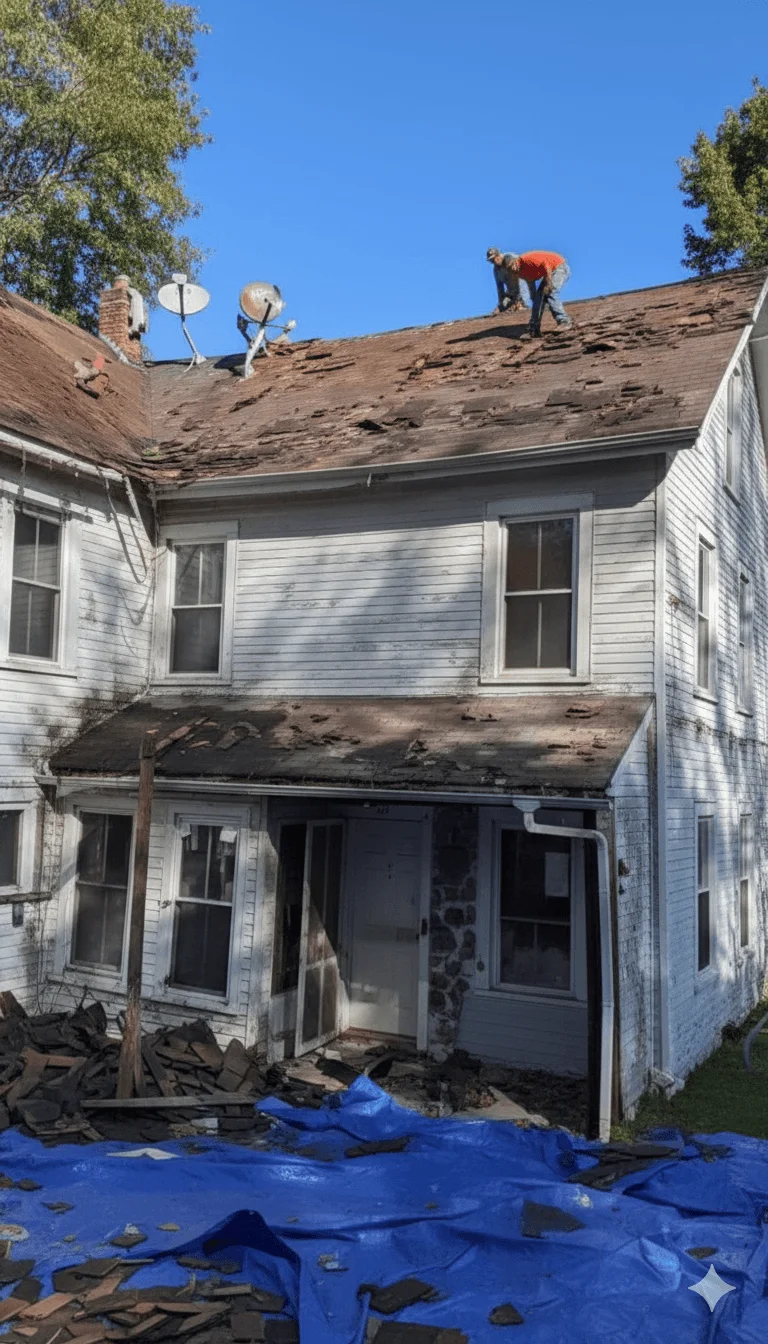 Exterior renovation and roofing work